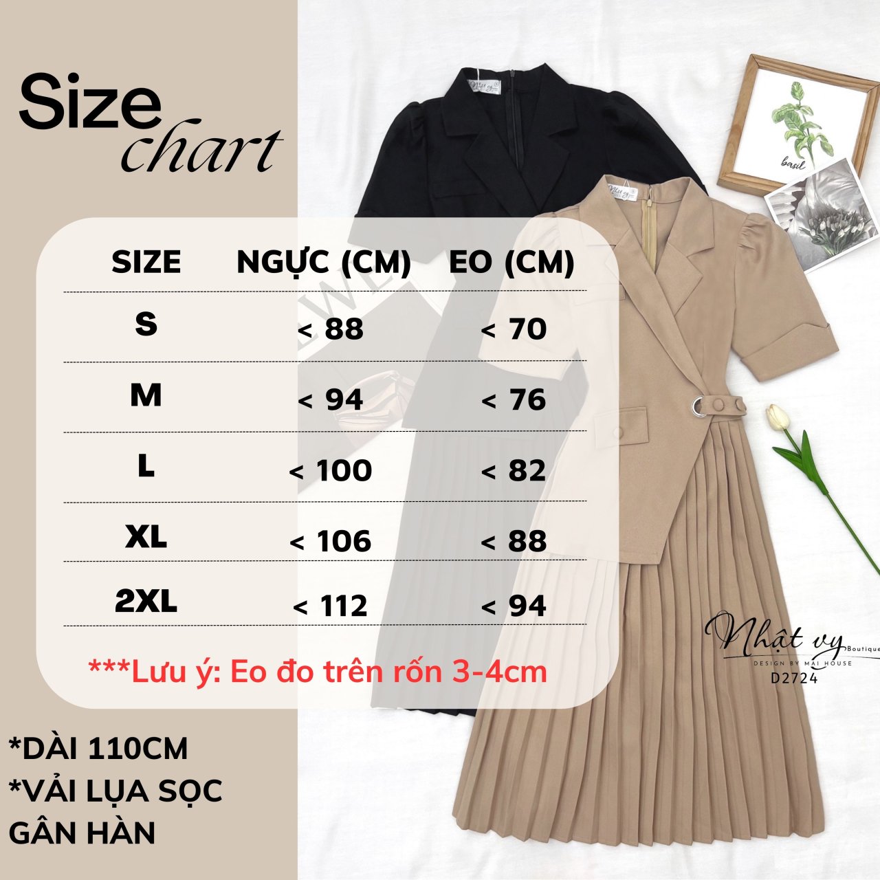 Đầm cổ vest dập ly form dáng dài - D2724